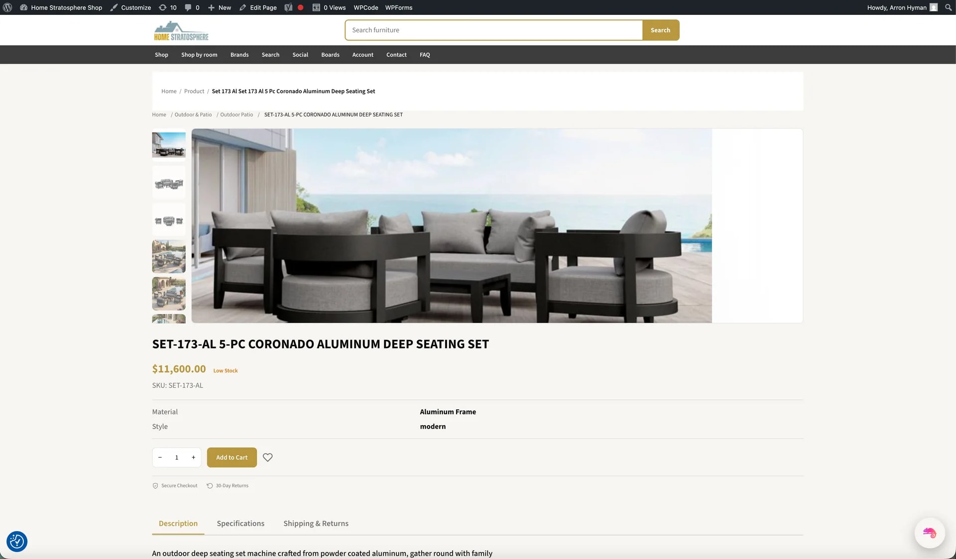 Live product page on a WordPress shop with Lesuto Commerce