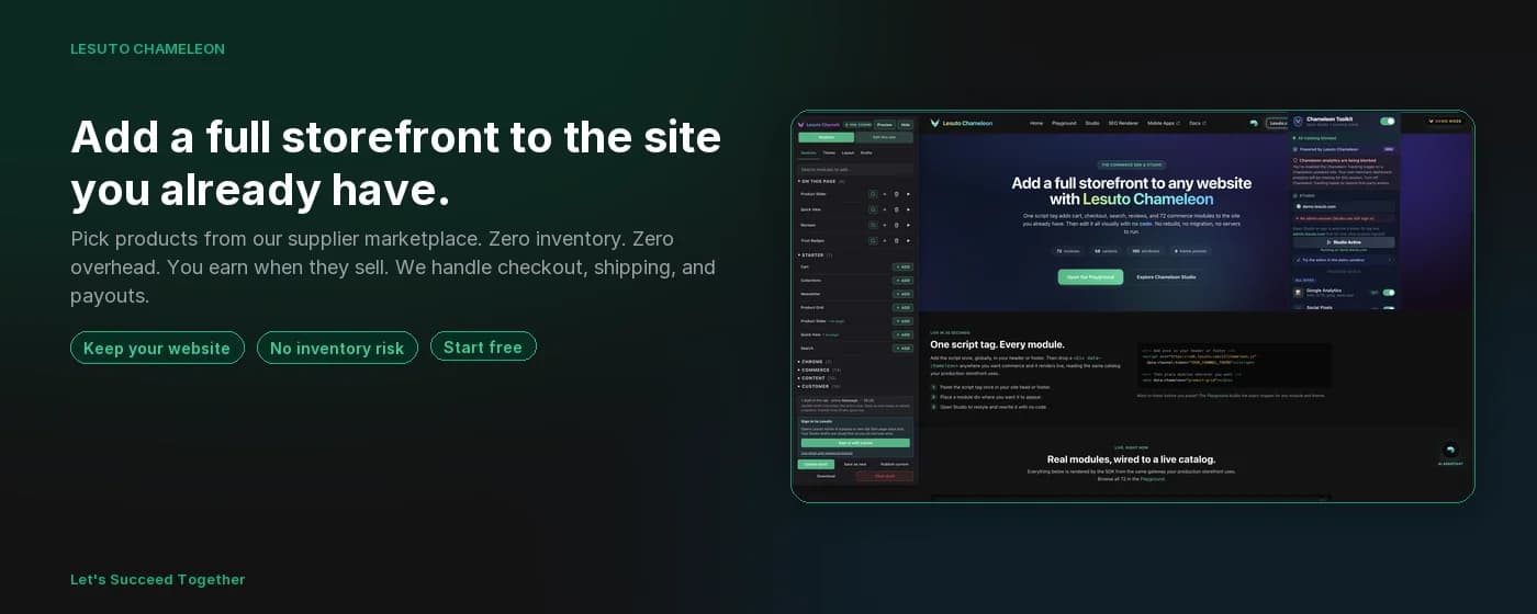 Lesuto Chameleon Toolkit: add a full storefront to the site you already have